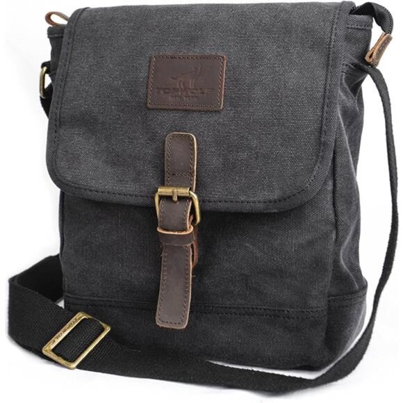 Canvas Messenger Bag Small Crossbody Bag Casual Travel Working Tools Bag - Picture 1 of 8